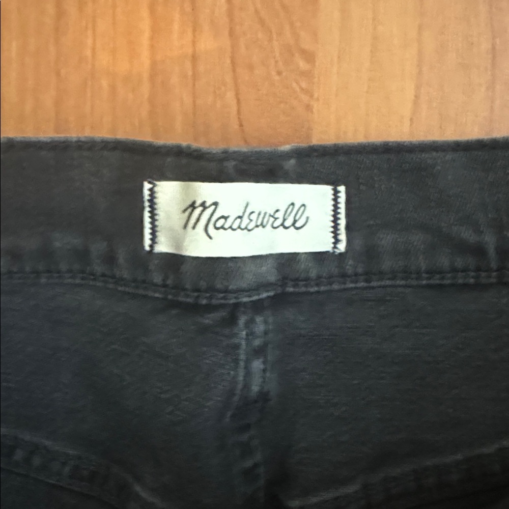 Madewell Black Denim Mini Skirt with Frayed Hem - Picture 3 of 5
